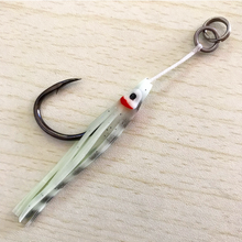 Bloodlust Assist Hooks - 7/0 Semi-Long Single Zebra Glow Squid