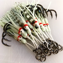 Bloodlust Assist Hooks - 7/0 Semi-Long Single Zebra Glow Squid